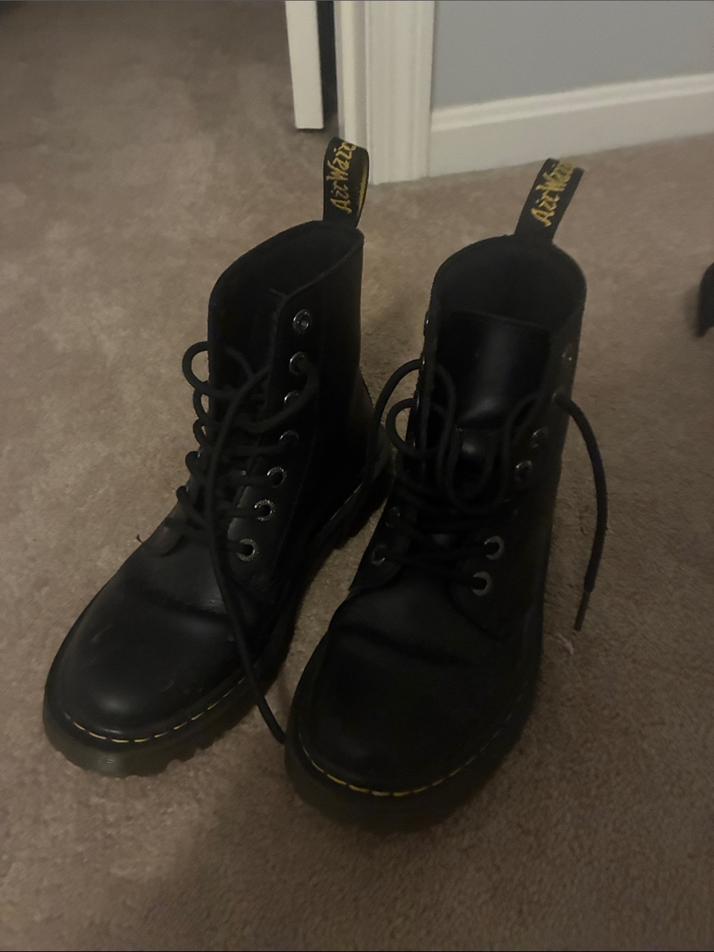 Dr. Martens Black Leather Lace-Up Combat Boots